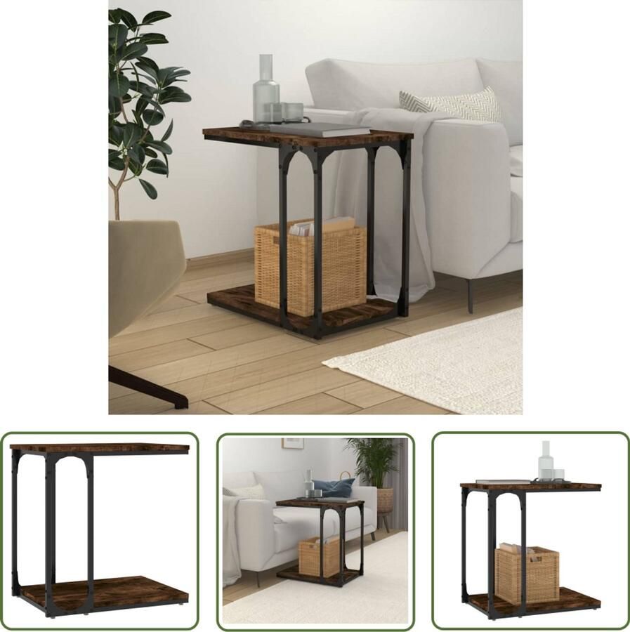 VidaXL Bijzettafel 50x35x52 cm Gerookt Eiken Kleur Bijzettafel Industrieel Houten Bijzet Tafel Industriele Meubels Bruine Bijzettafel Kleine Bijzettafel Stoere Bijzettafel