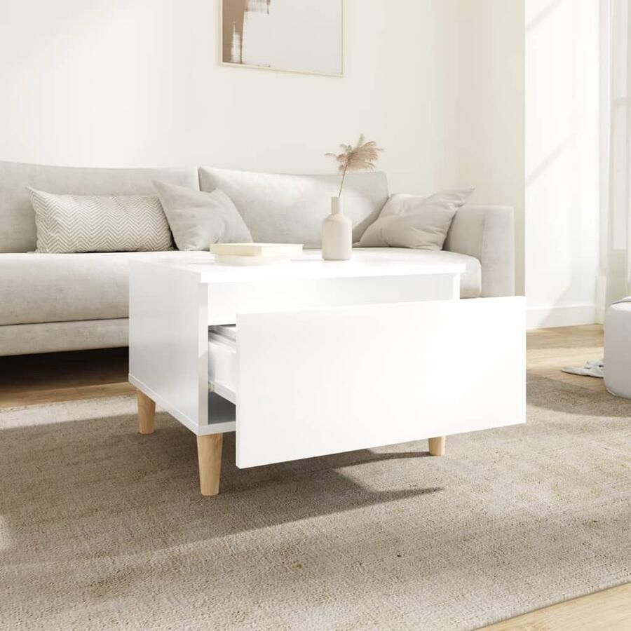 VidaXL -Bijzettafel-50x46x35-cm-bewerkt-hout-hoogglans-wit - Foto 2