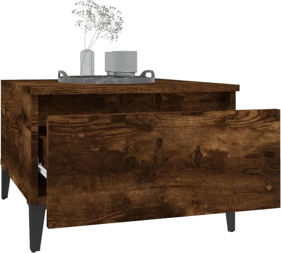VidaXL Bijzettafel 50x46x35 cm Gerookt Eiken Bijzettafel Industrieel Design Houten Tafel Bruine Tafel Salontafel Kastje Opbergruimte Vintage Meubels Landelijke Stijl Modern Wonen - Foto 2
