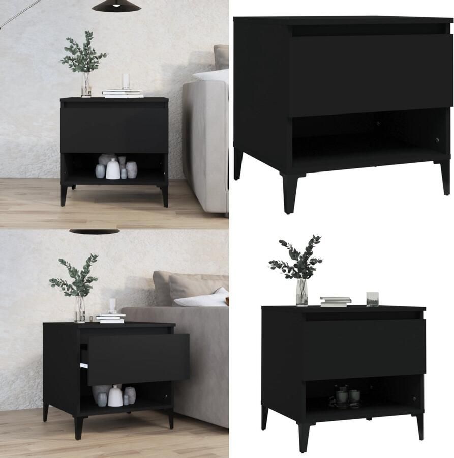 VidaXL Bijzettafel 50x46x50 cm bewerkt hout zwart Bijzettafel Bijzettafels Salontafel Salontafels