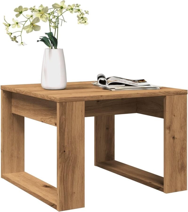 VidaXL Bijzettafel 50x50x35 cm Bewerkt hout Eikenkleur Bijzettafel Salontafel Houten Meubels Eiken Kleur Modern Design Multifunctioneel Klein Formaat Makkelijk Schoonmaken Sidetable Coffee Table Living Room Furniture - Foto 2