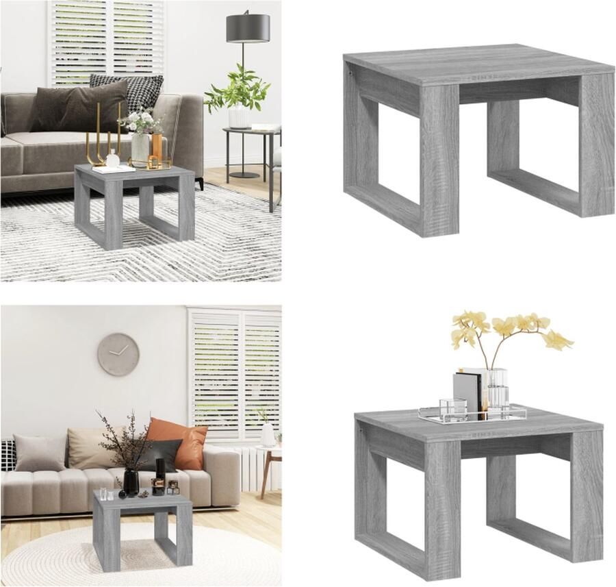 VidaXL Bijzettafel 50x50x35 cm bewerkt hout grijs sonoma eikenkleurig Bijzettafel Bijzettafels Zijtafel Zijtafels