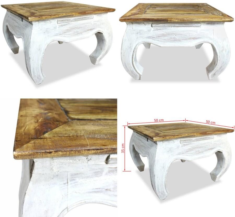 VidaXL Bijzettafel 50x50x35 cm massief mahoniehout Salontafel Salontafels Tafel Tafels