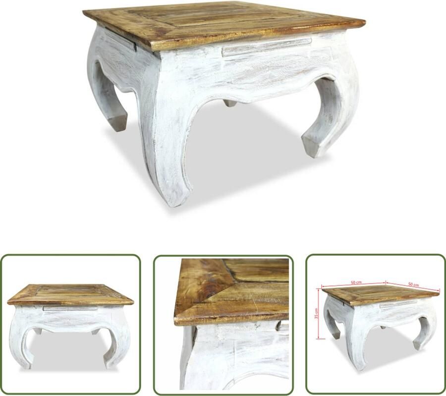 VidaXL Bijzettafel 50x50x35 cm Massief Mahoniehout Vintage Salontafel Massief Hout Industriële Salontafel Retro Salontafel Handmade Meubilair Bruine Salontafel Kleine Salontafel