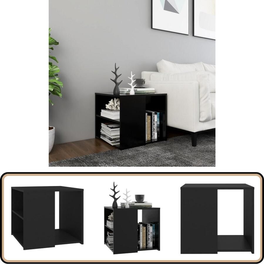 VidaXL Bijzettafel 50x50x45 cm Bewerkt Hout Zwart Bijzettafel Salontafel Tafel Kastje Meubilair Zwarte Tafel Houten Tafel Kleine Tafel Modern Design Woonkamerdecoratie Opbergruimte Multifunctionele Tafel