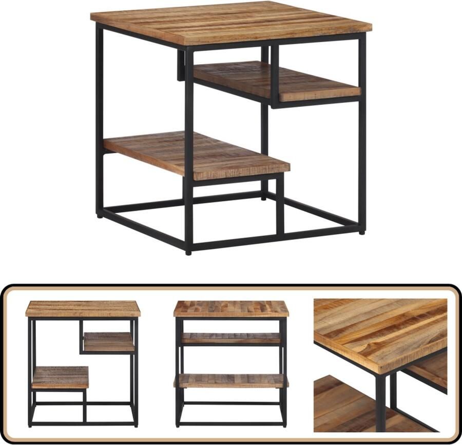 VidaXL -Bijzettafel-50x50x50-cm-massief-gerecycled-teakhout - Foto 2