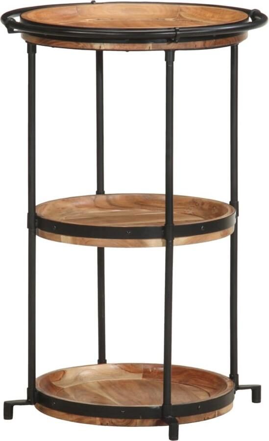 VidaXL Bijzettafel 55x83 cm Massief Acaciahout Bijzettafel Salontafel Houten Tafel Industrieel Design Multifunctioneel Opbergruimte Acaciahout Stapelbare Tafels Woonaccessoires Moderne Meubels Kleine Tafel