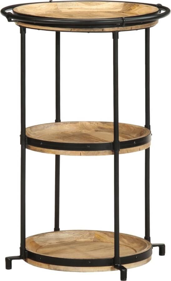 VidaXL Bijzettafel ?55x83 cm mangohout & ijzer Bijzettafel Industriële Meubels Houten Bijzetkast Mango Wood Furniture Sidetable Living Room Furniture Vintage Look Multifunctioneel Kastje Opbergruimte Modern Design Compact Bureau