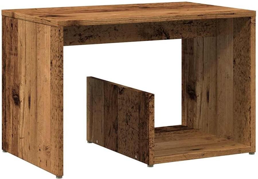 VidaXL Bijzettafel 59x36x38 cm bewerkt hout oud houtkleurig Bijzettafel Salontafel Houten Bijzettafel Vintage Bijzettafel Industriële Bijzettafel