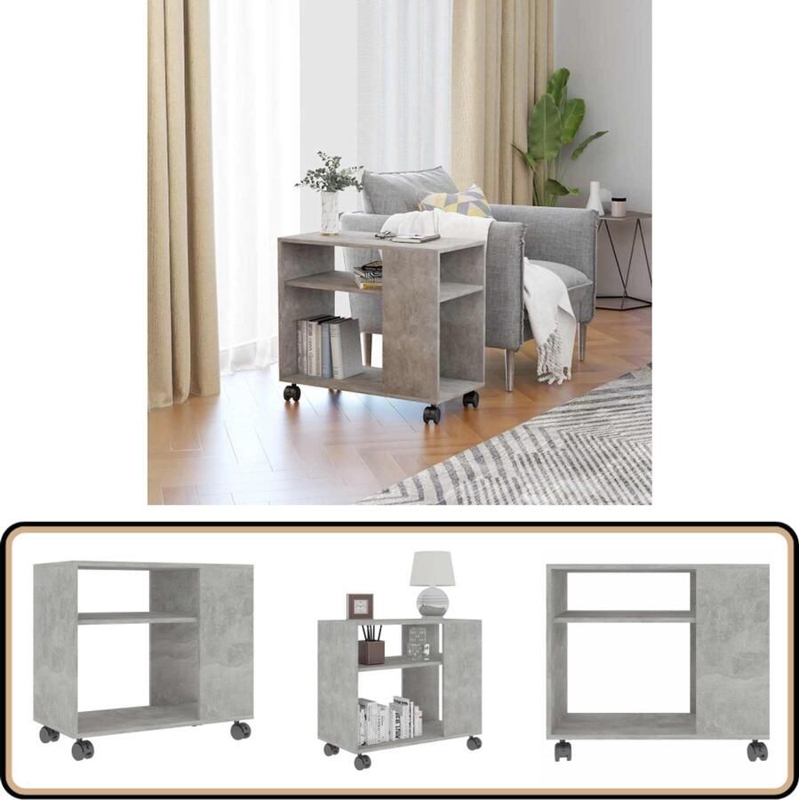 VidaXL Bijzettafel 70x35x55 cm Bewerkt hout Grijs Bijzettafel Beton Grijs Houten Bijzettafel Kleine Tafel Woonkamer Meubilair Design Bijzettafel Multifunctionele Tafel Sidetable Living Room Furniture