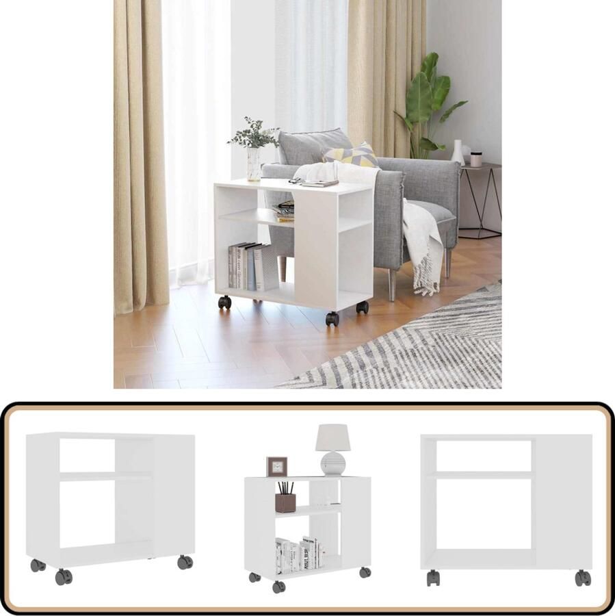 VidaXL Bijzettafel 70x35x55 cm Bewerkt hout Wit Bijzettafel Houten Bijzet Tafel Witte Bijzettafel Kleine Bijzettafel Salontafel Living Room Decor Meubels Voor Woonkamer Design Bijzettafel Multifunctionele Bijzettafel