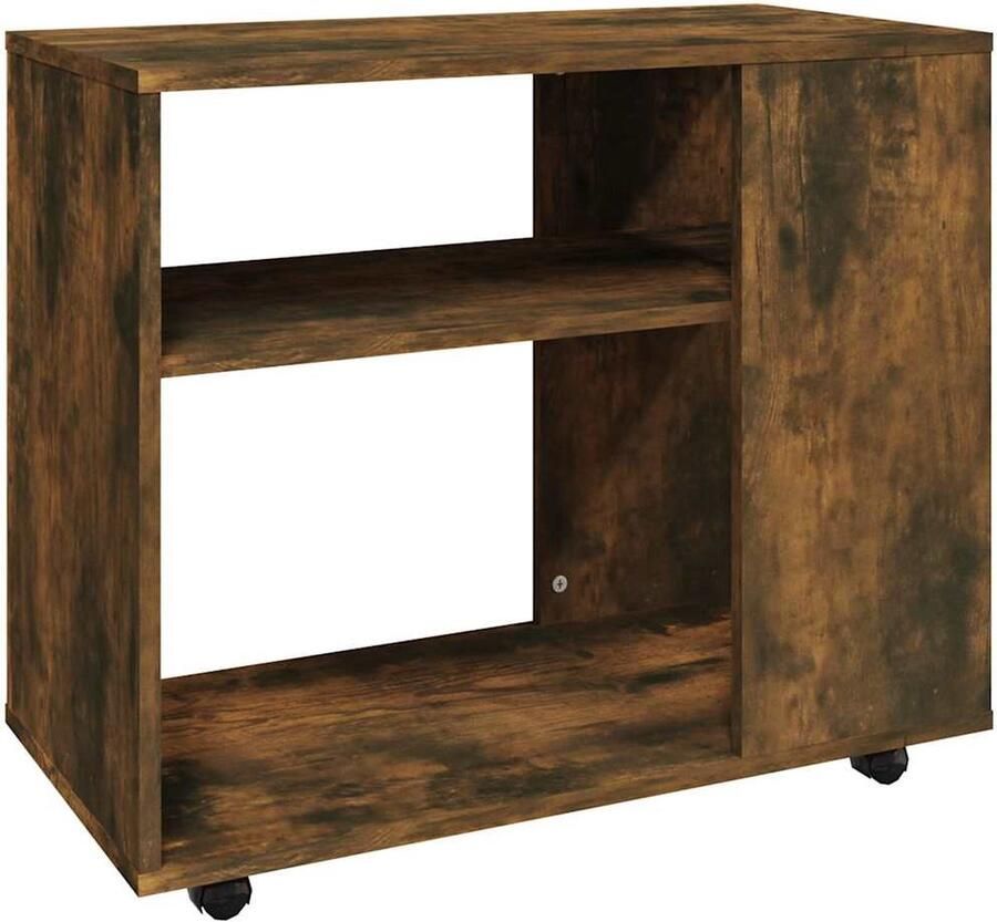 VidaXL Bijzettafel 70x35x55 cm Gerookt Eiken Bijzettafel Salontafel Houten Meubels Bruine Meubels Kleine Tafels Opbergruimte Robuust Modern Design Scandinavische Stijl Multifunctioneel Makkelijk Te Verplaatsen