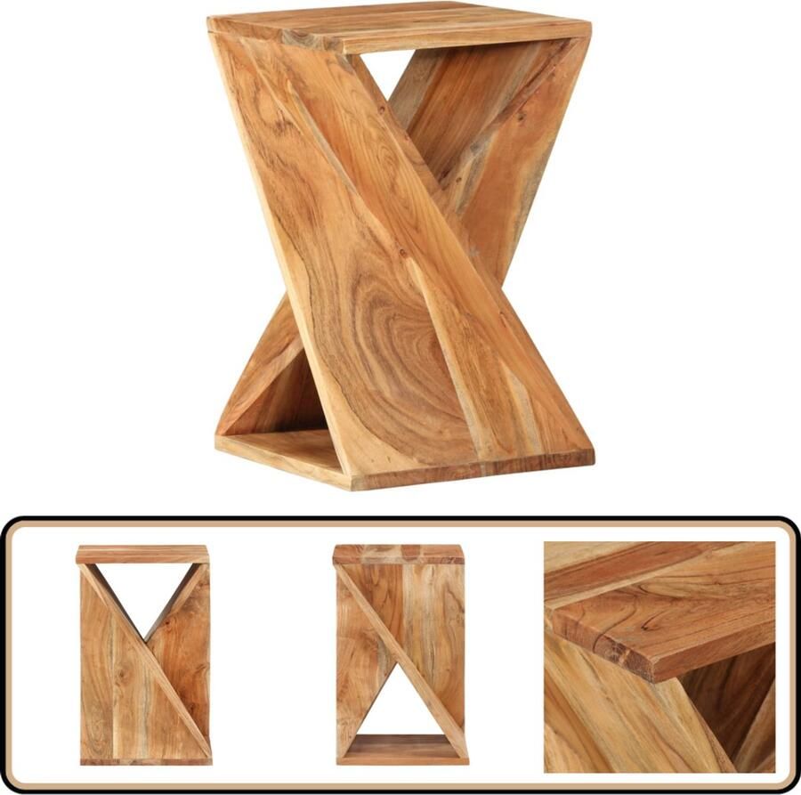 The Living Store Bijzettafel Acaciahout 35x35x55 cm Rustiek houten design Bijzettafel Acacia Meubilair Rustieke Meubels Houten Bijzetkast Kleine Tafel