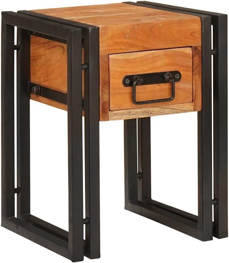 VidaXL Bijzettafel Anders 30 x 30 x 40 cm Massief acaciahout en Metaal