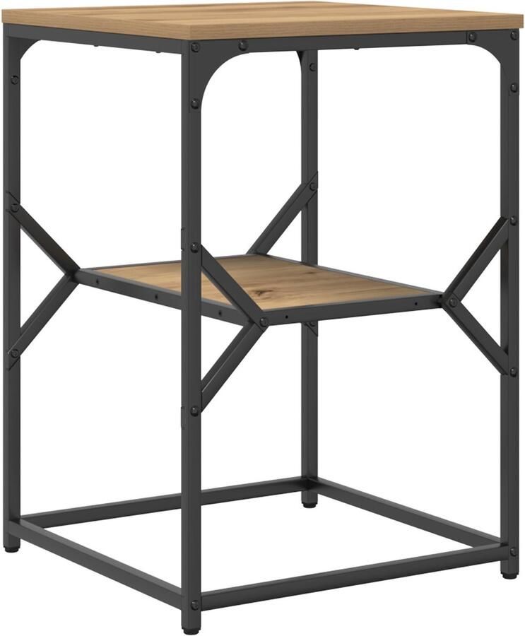 VidaXL Nachtkastje Ambachtelijk Eiken Metaal 41 x 40 x 60 cm Nachtkastje - Foto 2