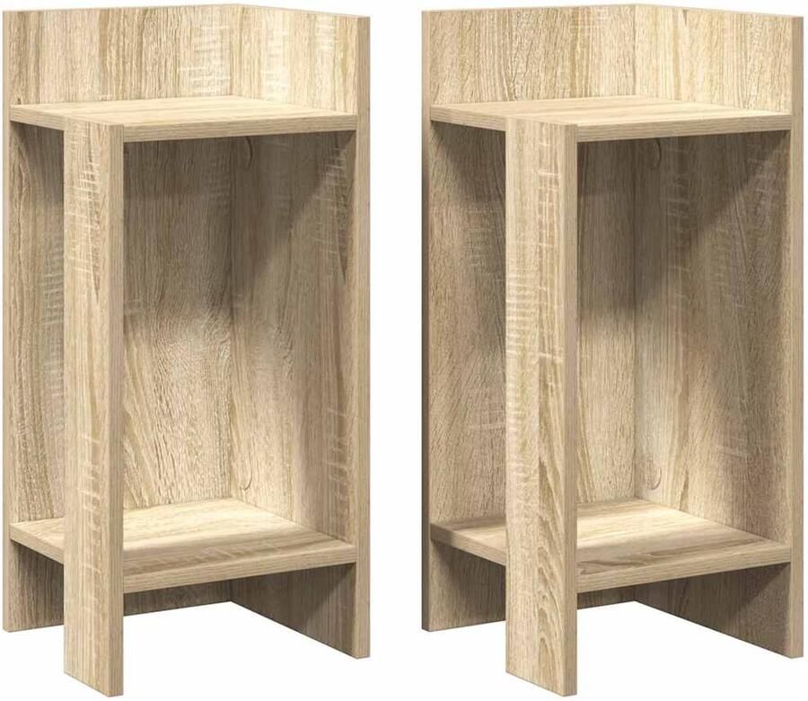 VidaXL Bijzettafel Bijzettafels Accenttafel Bank Bijzettafel Bijzettafels 2 st met plank 25 5x27x60 cm sonoma eikenkleurig