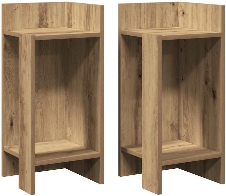 VidaXL Bijzettafel Bijzettafels Accenttafel Bank Bijzettafel Bijzettafels 2 st met plank 25 5x27x60 cm artisanaal eikenkleur