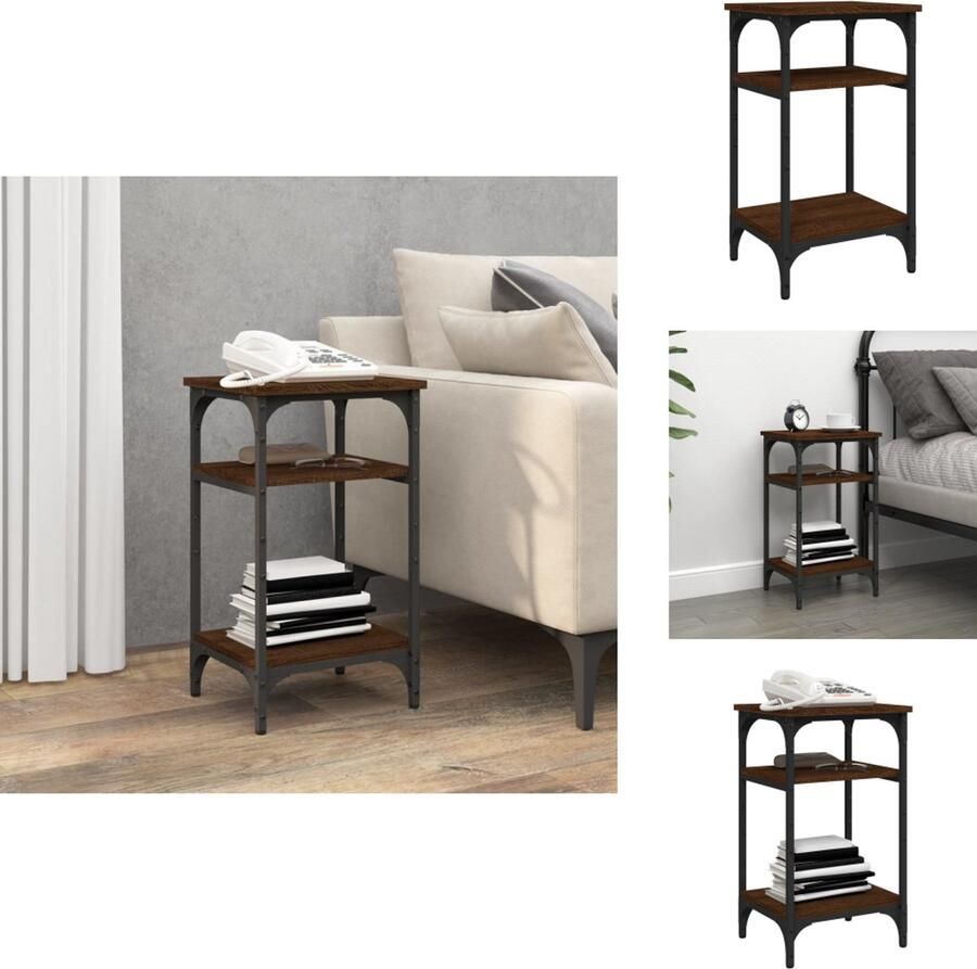 VidaXL Bijzettafel Bijzettafels Accenttafel Eindtafel -Bijzettafel-35x30x60-cm-bewerkt-hout-bruin-eikenkleur