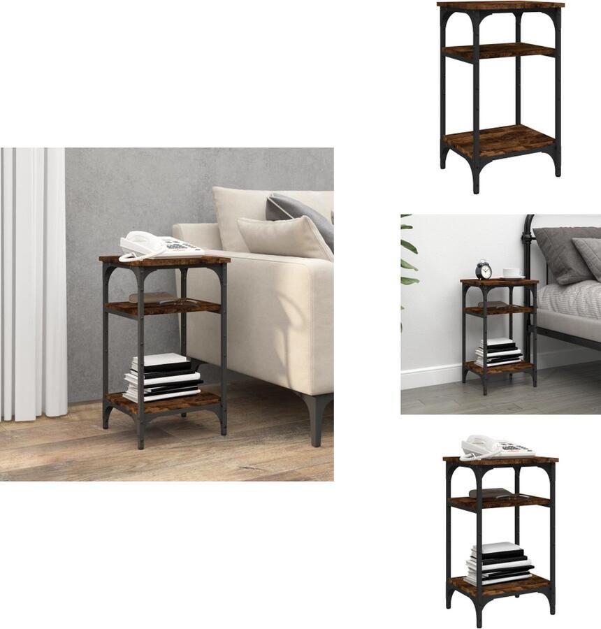 VidaXL Bijzettafel Bijzettafels Accenttafel Eindtafel -Bijzettafel-35x30x60-cm-bewerkt-hout-gerookt-eikenkleurig