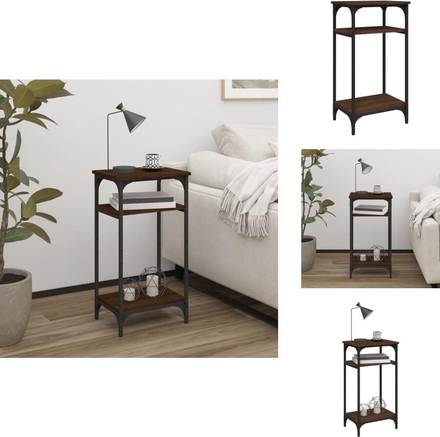 VidaXL Bijzettafel Bijzettafels Accenttafel Eindtafel Bijzettafel 40x30x75 cm bewerkt hout bruineikenkleurig