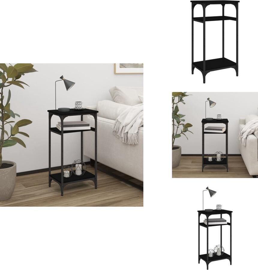 VidaXL Bijzettafel Bijzettafels Accenttafel Eindtafel Bijzettafel 40x30x75 cm bewerkt hout zwart - Foto 2