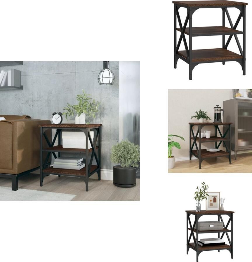 VidaXL Bijzettafel Bijzettafels Accenttafel Eindtafel Bijzettafel 40x42x50 cm bewerkt hout bruineikenkleurig - Foto 2