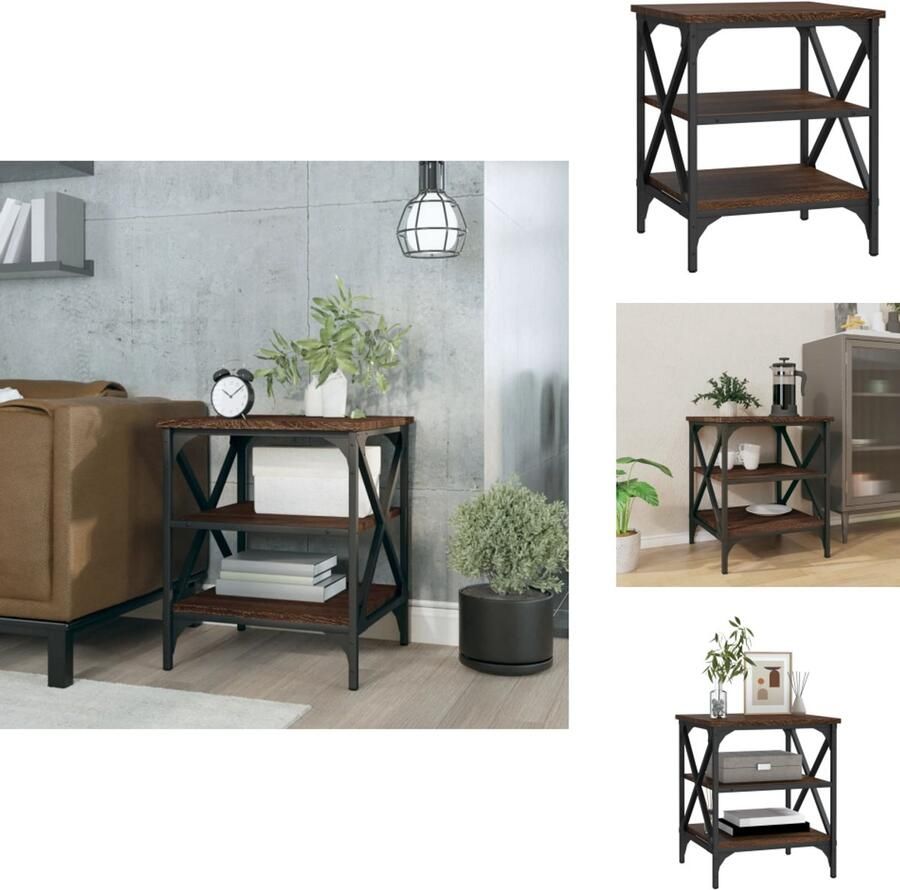 VidaXL Bijzettafel Bijzettafels Accenttafel Eindtafel Bijzettafel 40x42x50 cm bewerkt hout bruineikenkleurig