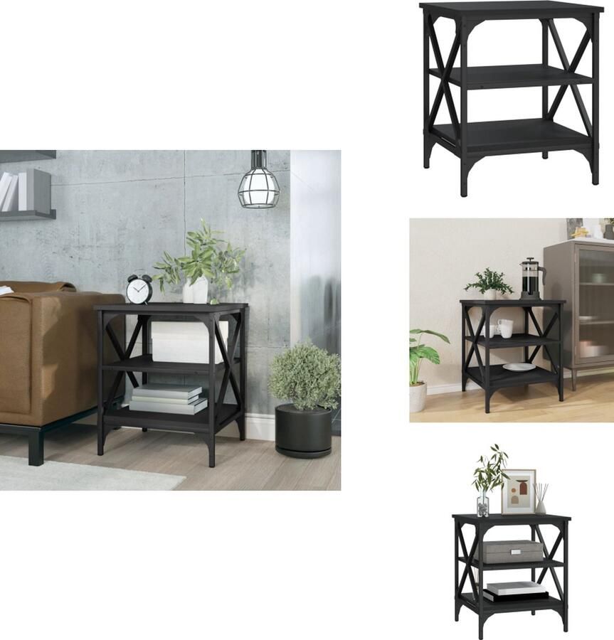 VidaXL Bijzettafel Bijzettafels Accenttafel Eindtafel Bijzettafel 40x42x50 cm bewerkt hout zwart
