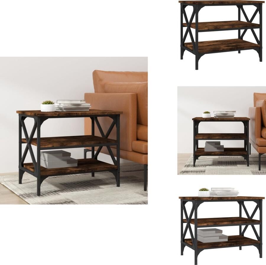 VidaXL Bijzettafel Bijzettafels Salontafel Salontafels Bijzettafel 55x38x45 cm bewerkt hout gerookt eikenkleurig