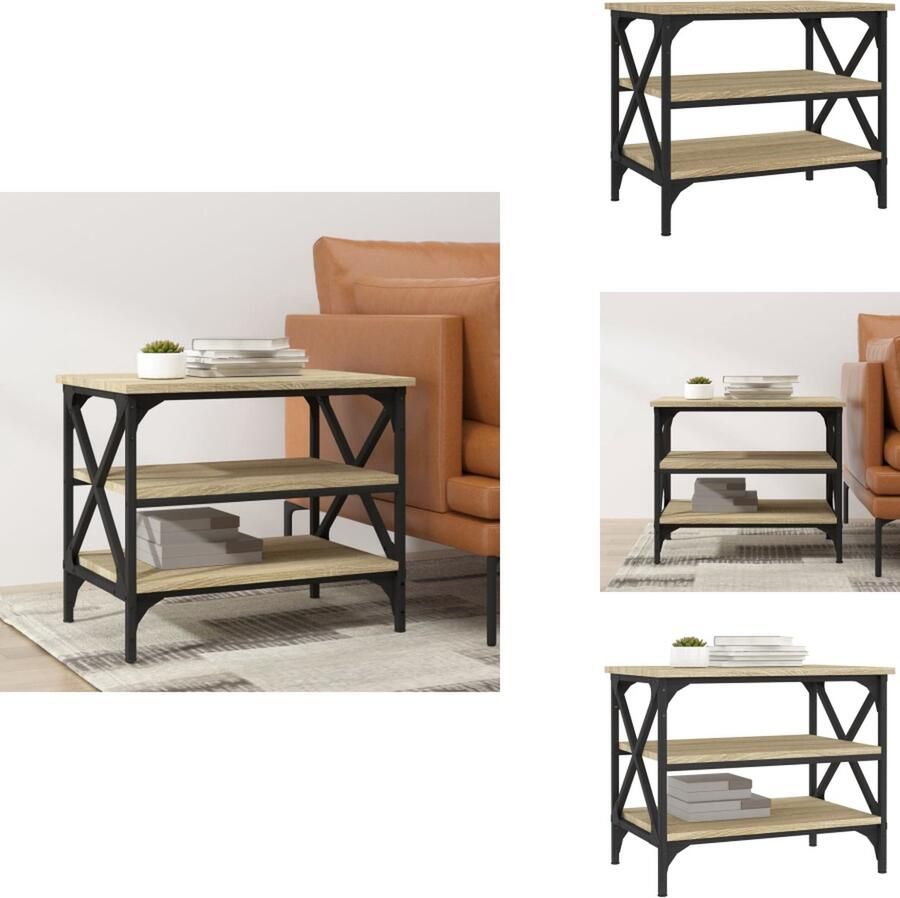 VidaXL Bijzettafel Bijzettafels Accenttafel Eindtafel Bijzettafel 55x38x45 cm bewerkt hout sonoma eikenkleurig