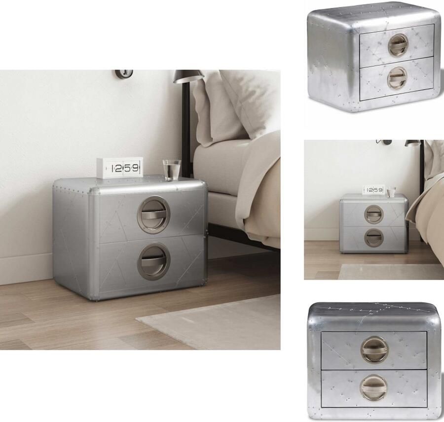 VidaXL Bijzettafel Bijzettafels Bijzet Tafel Bijzet Tafels Bijzettafel met 2 lades in vintage luchtvaartstijl