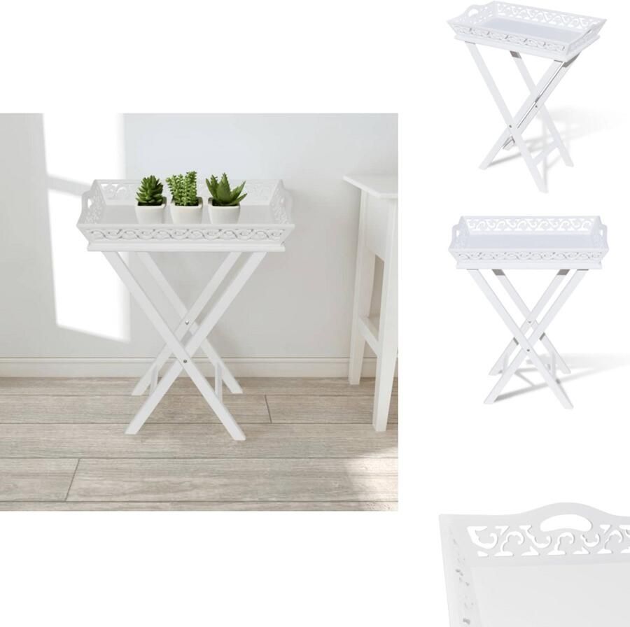 VidaXL Bijzettafel Bijzettafels Bijzet Tafel Bijzet Tafels Bijzettafeltje met blad wit