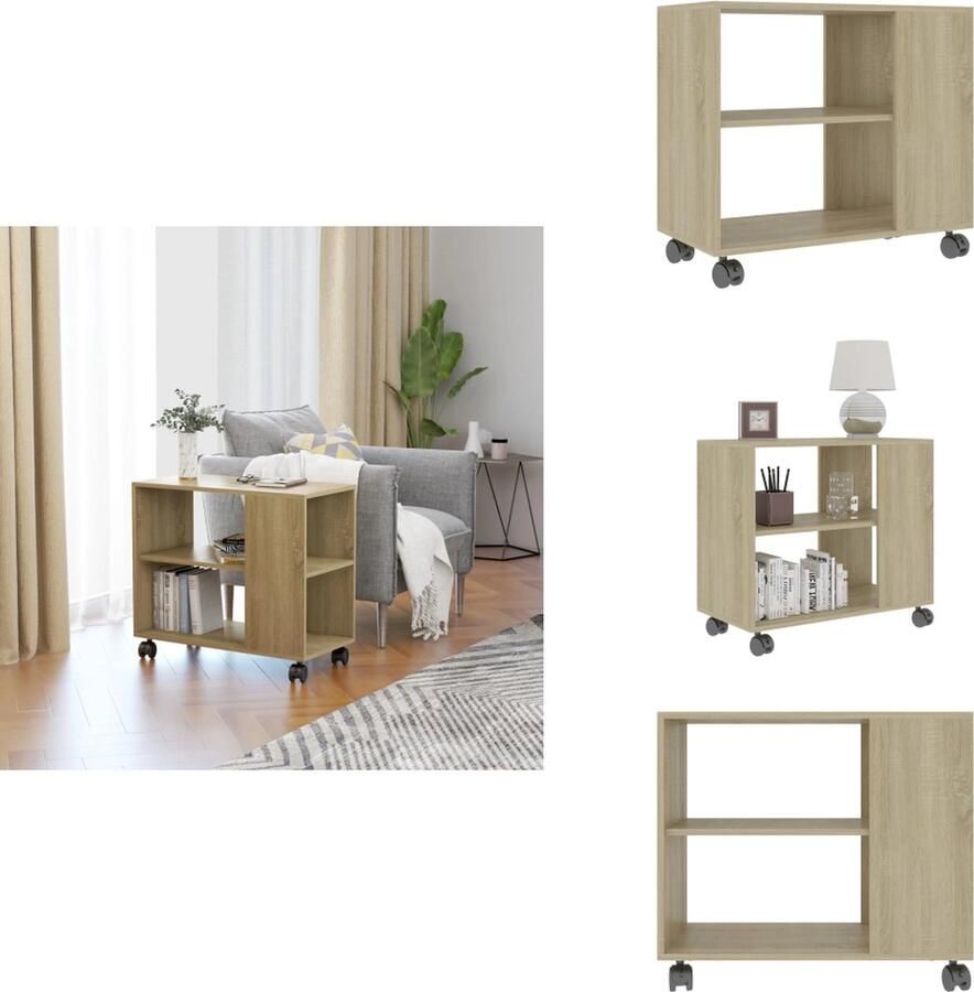 VidaXL Bijzettafel Bijzettafels Bijzettafeltje Bijzettafeltjes Bijzettafel 70x35x55 cm bewerkt hout sonoma eikenkleurig