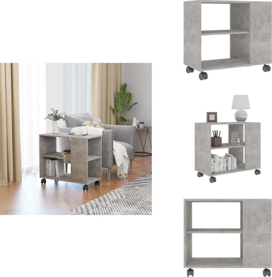 VidaXL Bijzettafel Bijzettafels Bijzettafeltje Bijzettafeltjes Bijzettafel 70x35x55 cm bewerkt hout betongrijs