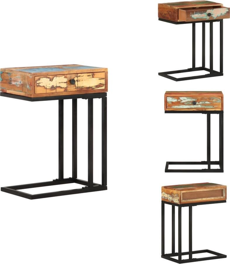 VidaXL Bijzettafel Bijzettafels Bijzettafeltje Bijzettafeltjes Bijzettafel U-vormig 45x30x61 cm massief gerecycled hout