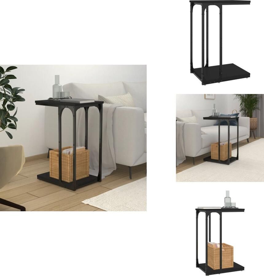 VidaXL Bijzettafel Bijzettafels Bijzettafeltje Houten Tafeltje Bijzettafel 40x30x60 cm bewerkt hout zwart