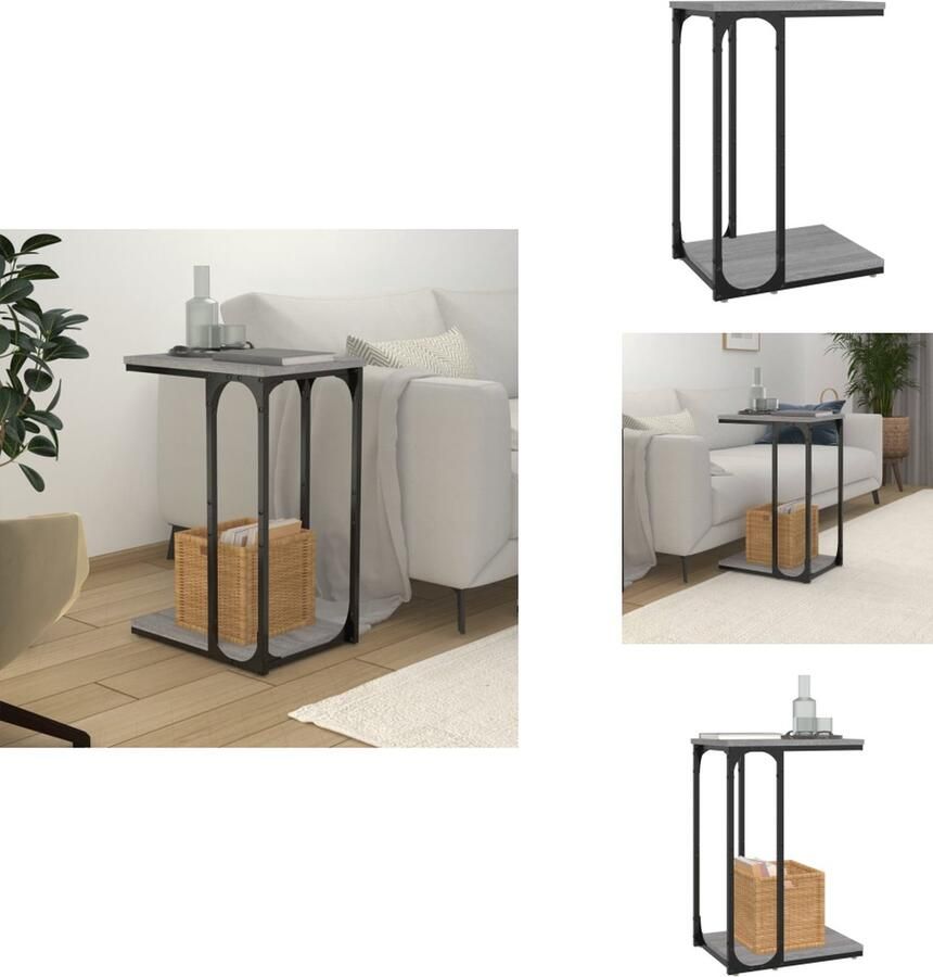 VidaXL Bijzettafel Bijzettafels Bijzettafeltje Houten Tafeltje Bijzettafel 40x30x60 cm bewerkt hout grijs sonoma eikenkleurig