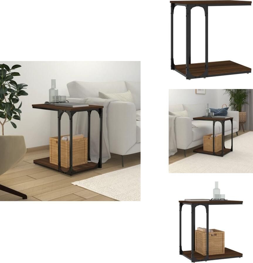 VidaXL Bijzettafel Bijzettafels Bijzettafeltje Houten Tafeltje Bijzettafel 50x35x52 cm bewerkt hout bruineikenkleurig