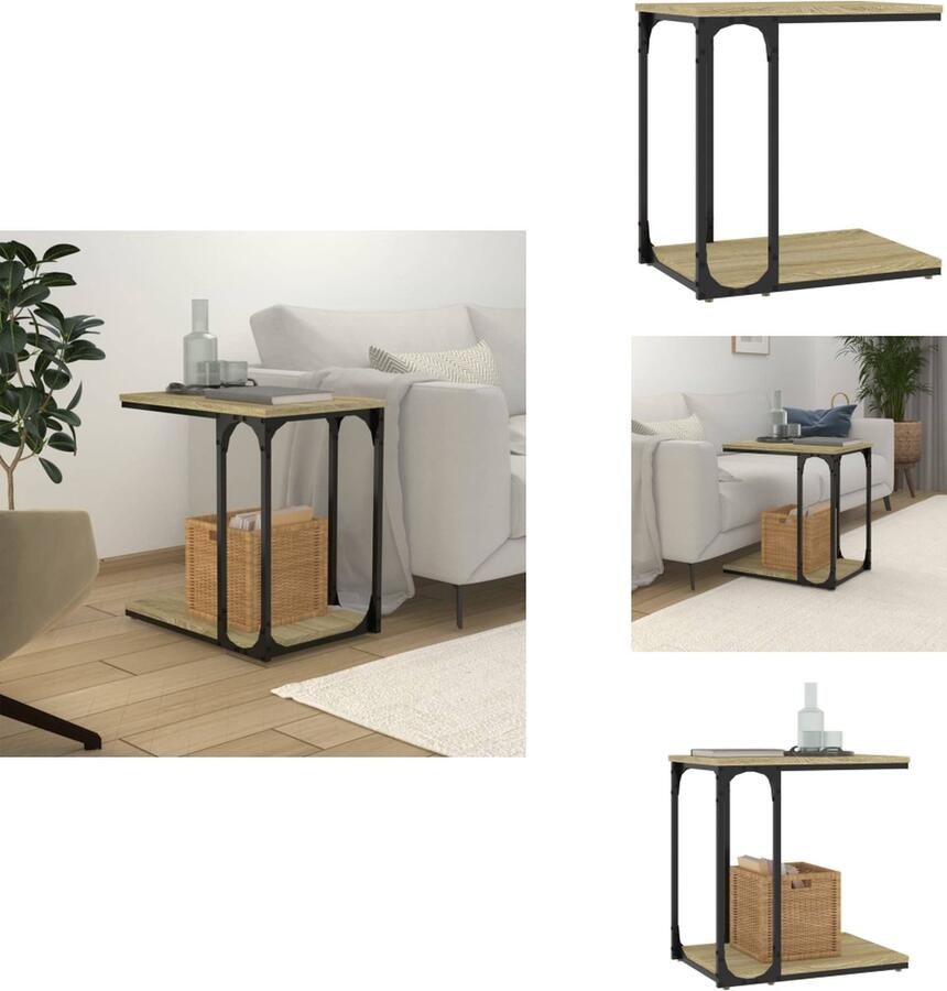 VidaXL Bijzettafel Bijzettafels Bijzettafeltje Houten Tafeltje Bijzettafel 50x35x52 cm bewerkt hout sonoma eikenkleurig