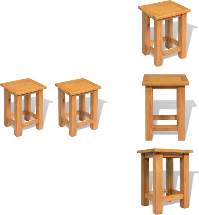 VidaXL Bijzettafel Bijzettafels Consoletafel Bijzettafels 2 st 27x24x37 cm massief eikenhout