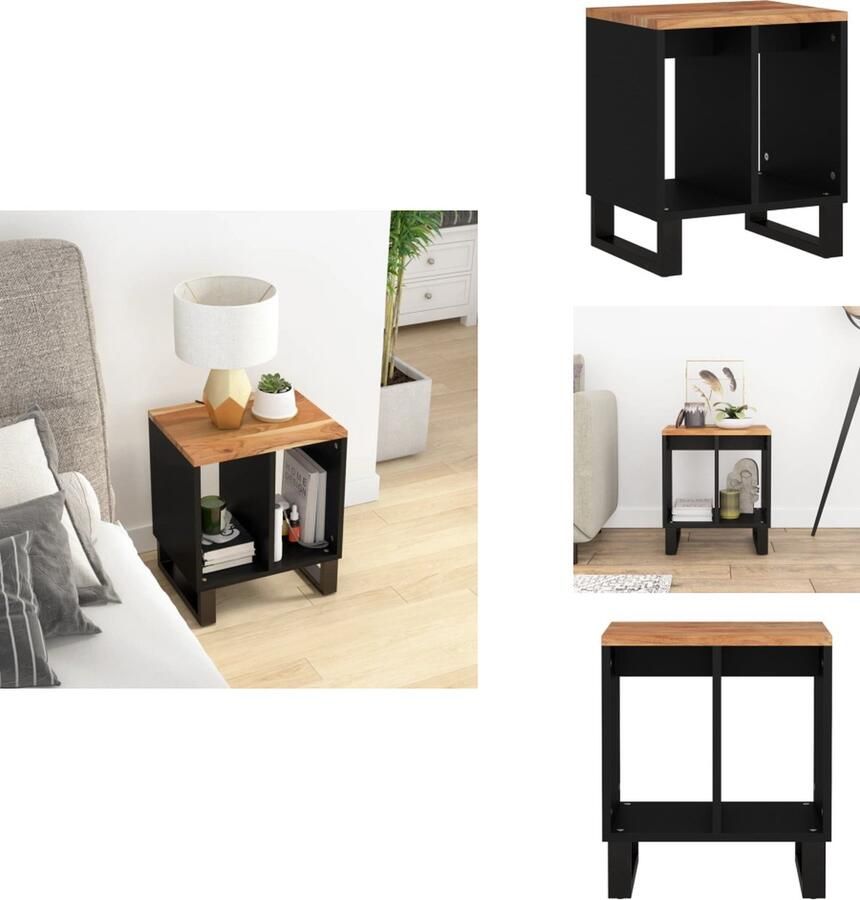 VidaXL Bijzettafel Bijzettafels Eindtafel Eindtafels Bijzettafel 40x31x46 cm massief acaciahout en bewerkt hout