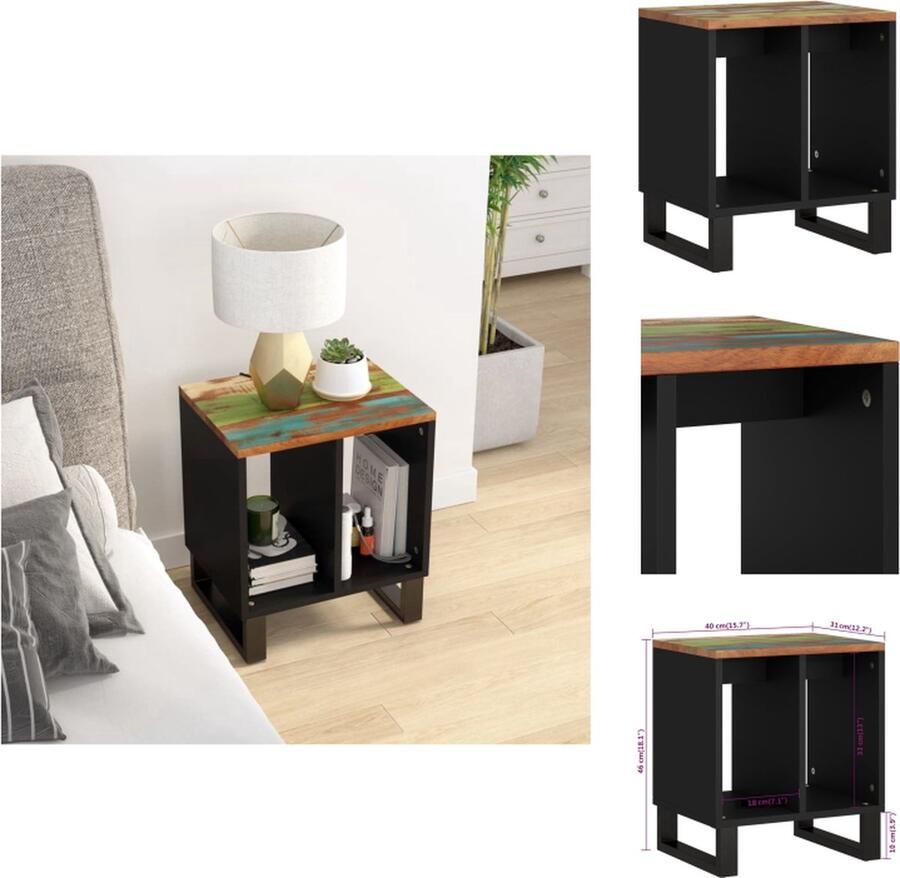 VidaXL Bijzettafel Bijzettafels Eindtafel Eindtafels Bijzettafel 40x31x46 cm massief gerecycled hout en bewerkt hout