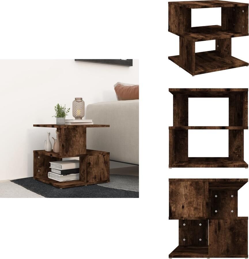 VidaXL Bijzettafel Bijzettafels Eindtafel Salontafel 40x40x40 cm bewerkt hout gerookt eikenkleurig