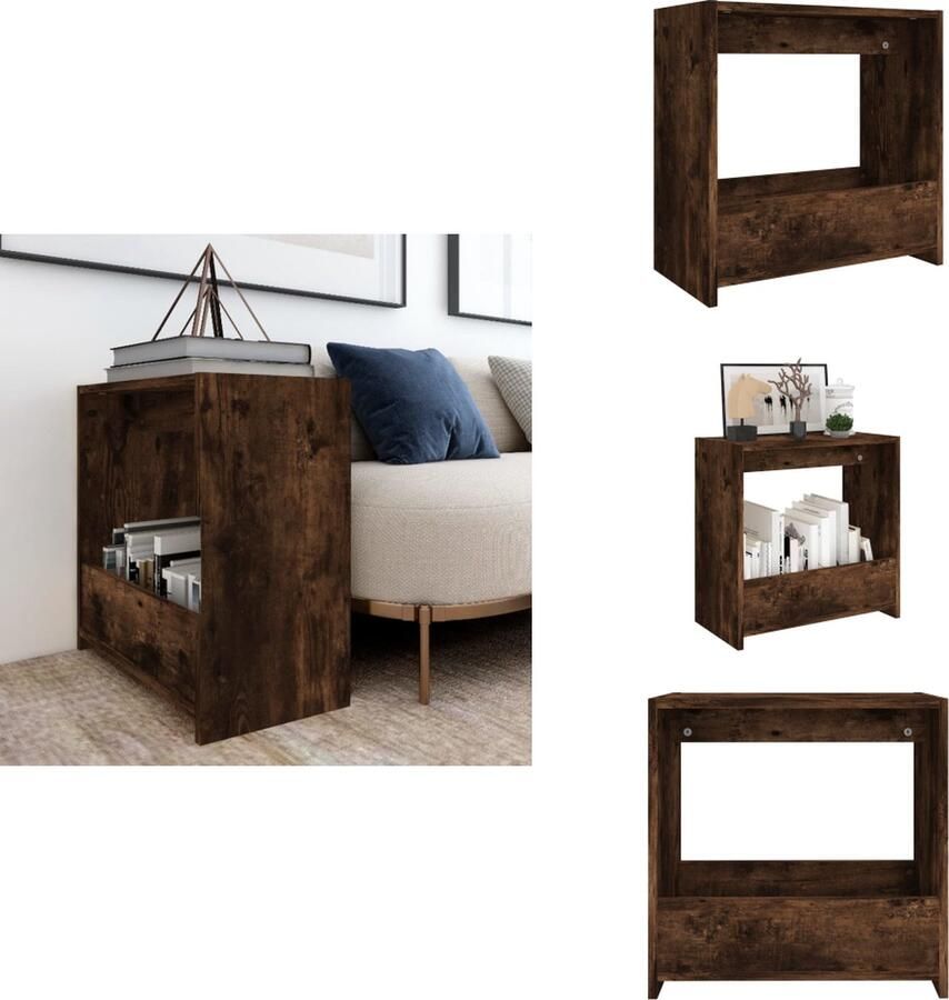 VidaXL Bijzettafel Bijzettafels Eindtafel Salontafel Bijzettafel 50x26x50 cm bewerkt hout gerookt eikenkleurig