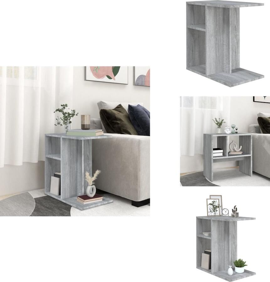 VidaXL Bijzettafel Bijzettafels Eindtafel Salontafel Bijzettafel 50x30x50 cm bewerkt hout grijs sonoma eikenkleurig - Foto 2