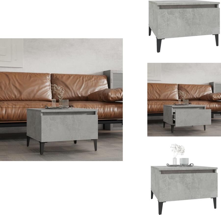 VidaXL Bijzettafel Bijzettafels Eindtafel Salontafel Bijzettafel 50x46x35 cm bewerkt hout betongrijs