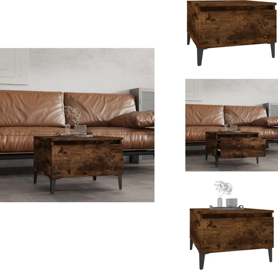 VidaXL Bijzettafel Bijzettafels Eindtafel Salontafel Bijzettafel 50x46x35 cm bewerkt hout gerookt eikenkleurig