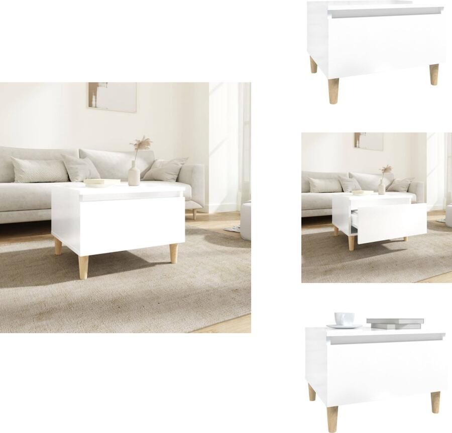 VidaXL Bijzettafel Bijzettafels Eindtafel Salontafel Bijzettafel 50x46x35 cm bewerkt hout hoogglans wit