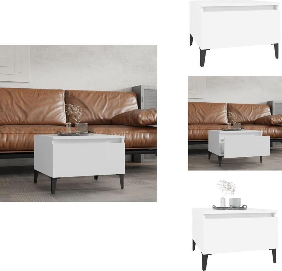VidaXL Bijzettafel Bijzettafels Eindtafel Salontafel Bijzettafel 50x46x35 cm bewerkt hout wit - Foto 2