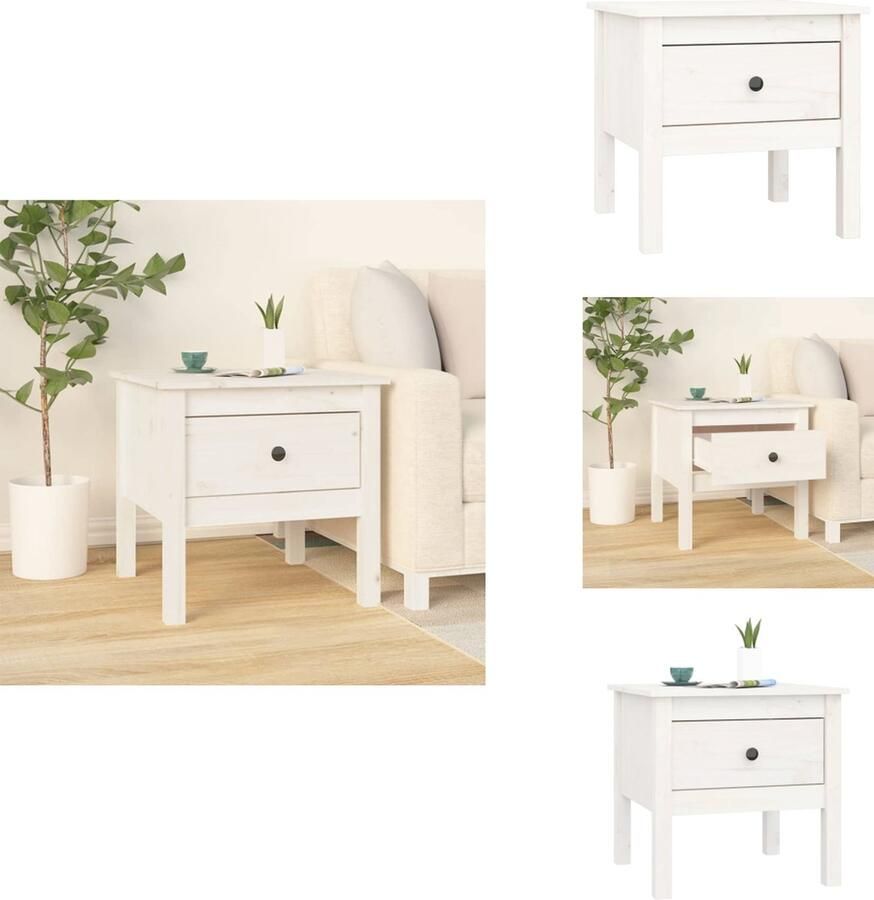 VidaXL Bijzettafel Bijzettafels Eindtafel Salontafel Bijzettafel 50x50x49 cm massief grenenhout wit